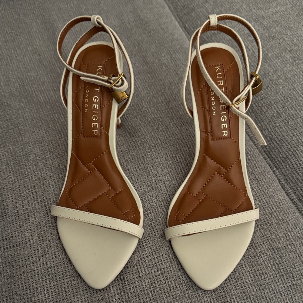 Kurt Geiger White and Brown Heeled Sandals